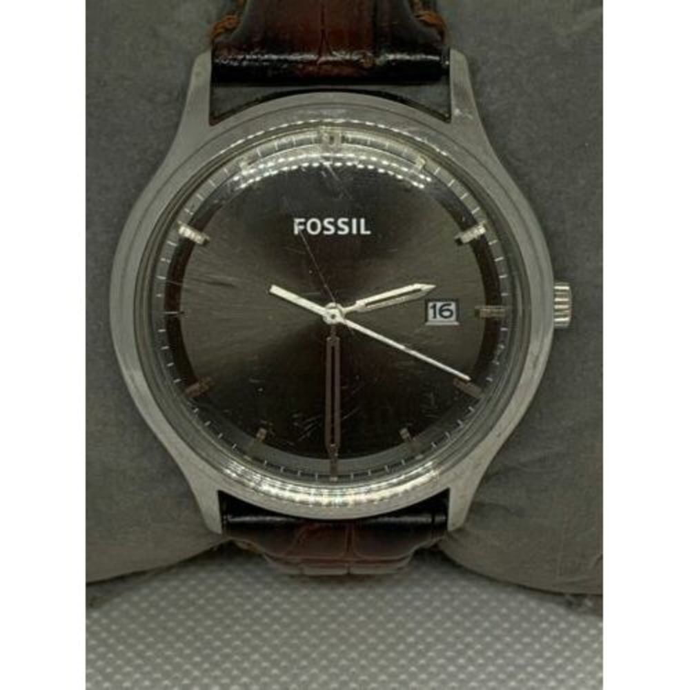 Fossil FS4672 Men's Watch Stainless Steel Case Leather Band Analog Date C914